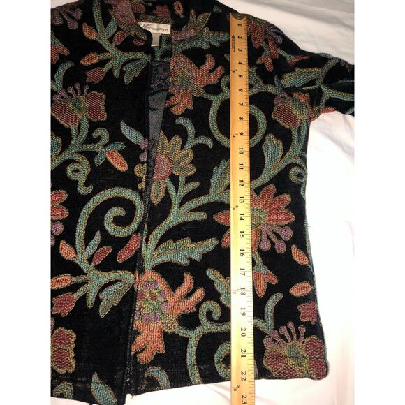 Vintage Jacket Brocade Textured Floral Black Woven Size M Multi Color Hong Kong - Picture 5 of 11